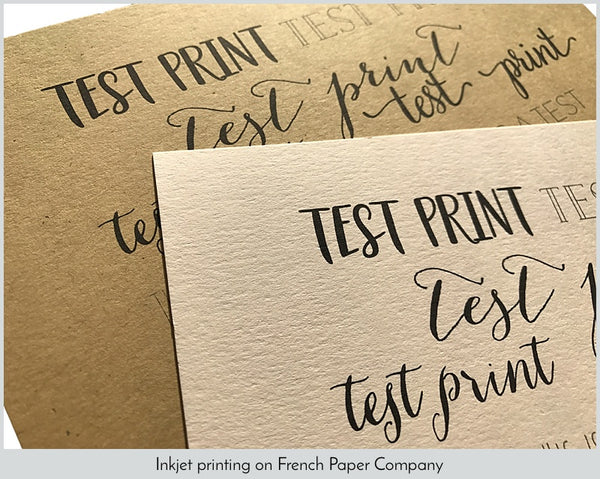 Close-up of vibrant inkjet printing on a high-quality matte cardstock from French Paper Company.