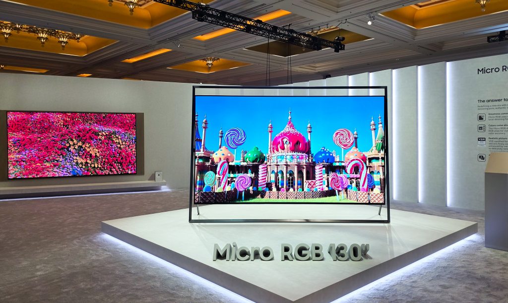 The massive 130-inch Samsung Micro RGB TV on display in the Entertainment Companion zone.