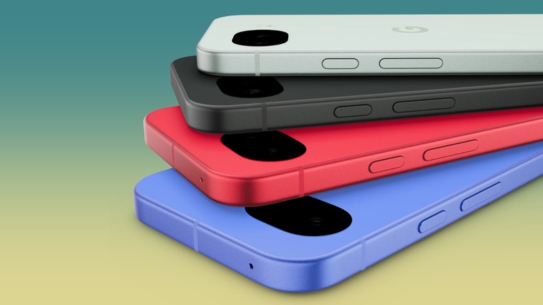 The Google Pixel 10a shown in various color options against a soft gradient background.