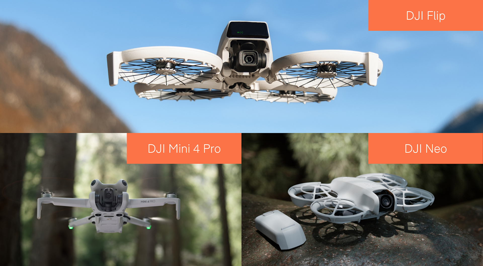 Graphic showing the weight and portability of lightweight DJI drones.