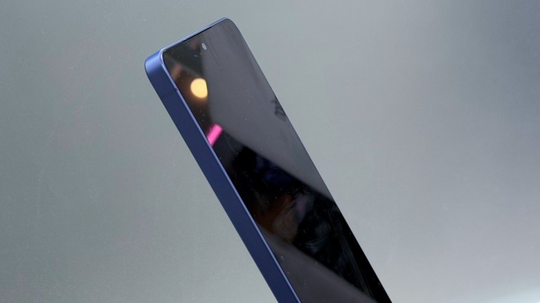 Side view of a Samsung Galaxy S26 Ultra with the screen dimmed for privacy.